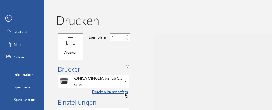 Druckereigenschaften