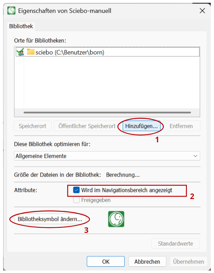Bibliothek-Nextcloud-Link-Eigenschaften